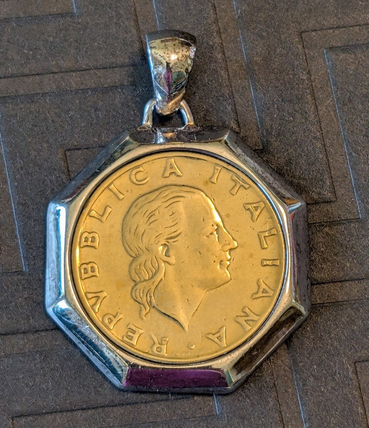Milor Italy Genuine 1979 200 Lire Italian Coin Pendant Sterling Silver Bail