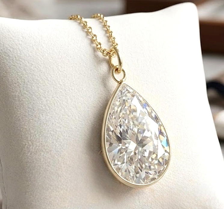925 Silver, White Diamond Solitaire Pendant, HUGE & RARE 39 Ct Certified Treated