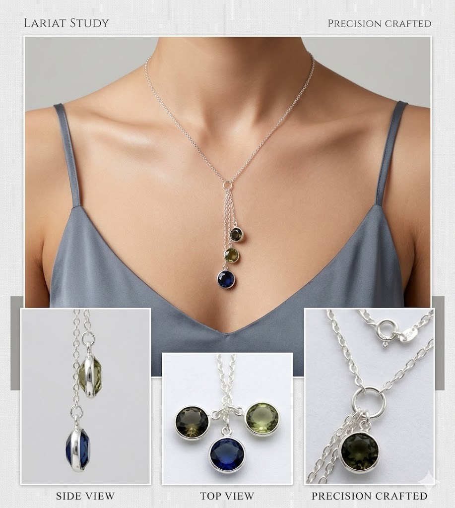 Multi Color Gemstone Necklace 925 Sterling Silver Unique Jewelry Gift S-18