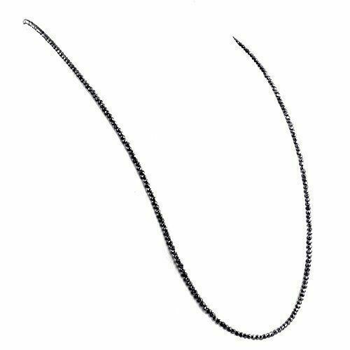 Certified 2 mm 28″ Black Diamond Round Faceted Beads Necklace