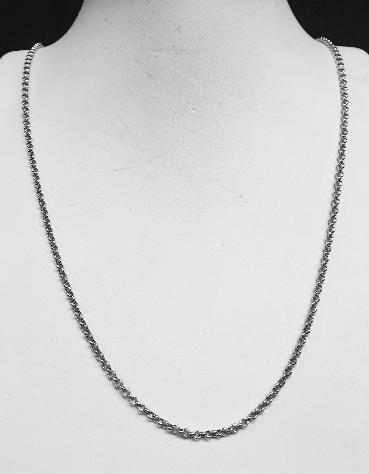 14k White Gold 22″ Round Cable ROLO Link Pendant Chain/Necklace 2.5mm 3.4 Grams