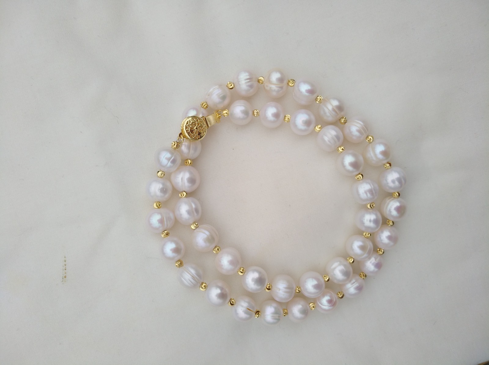 20 Inch Gorgeous Natural AAA 11-10mm South Sea White Pearl Necklace 14k Gold P