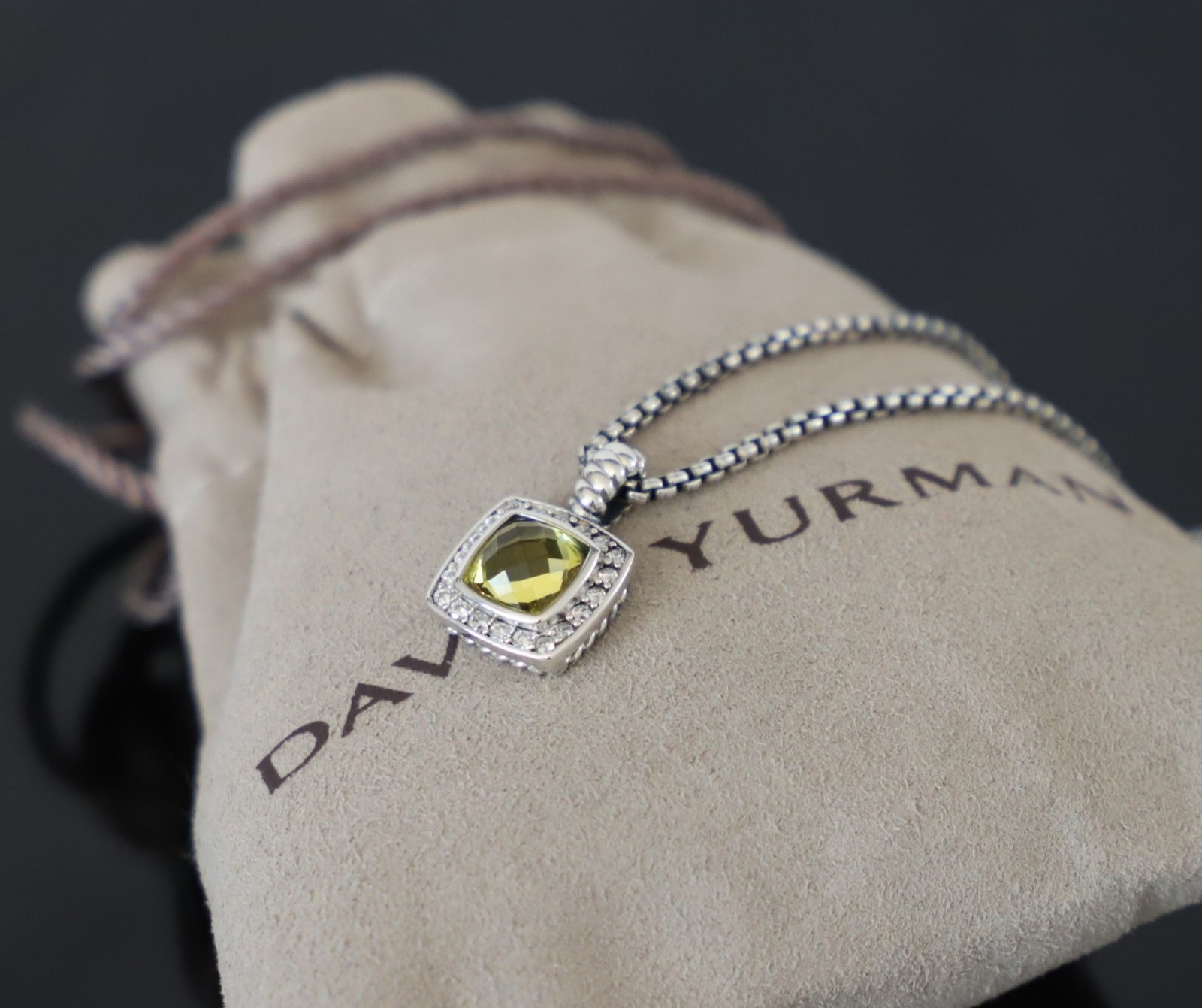 David Yurman Sterling Silver Lemon Citrine Petite Albion Enhancer Necklace