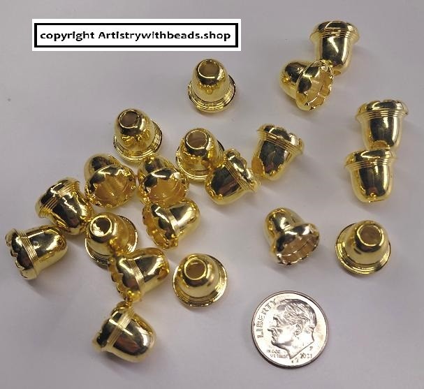 20 Cones Tassel Crafts Jewelry Making Gold Pl ABS 17mm Necklace Cord Ends FPB104