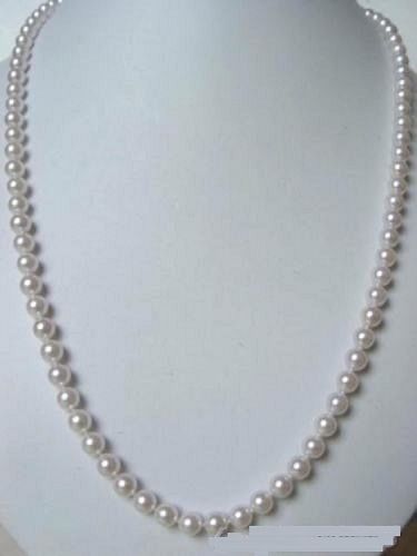 18 20 22 25 30 36″ natural 7-8mm AAA+ white akoya pearl necklace 14k gold clasp