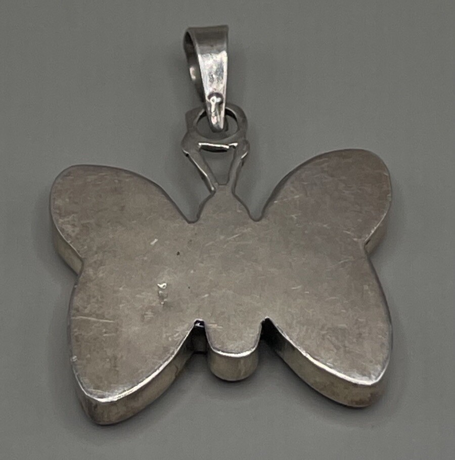 Women’s Pendant Sterling 925 Dried Pressed Floral Butterfly Resin 1.25”