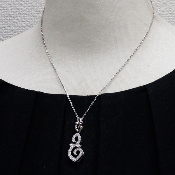 Queen/Queen Pt950 Diamond Pendant Necklace 0.64CT SPRING RING EXTERIOR – Auth fr