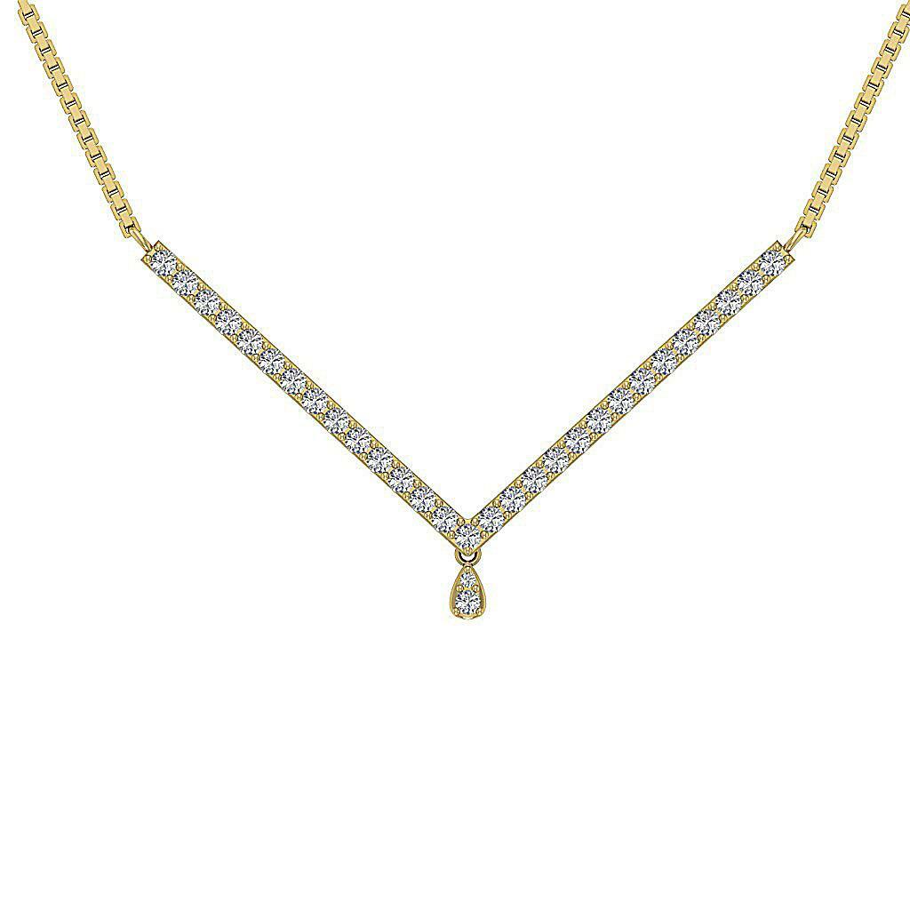 Fashion Pendant Necklace Natural Diamond I1 G 0.45 Carat 14K Rose Gold 0.85 Inch