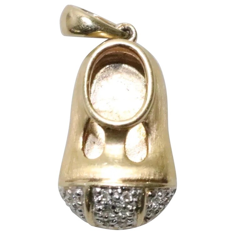 14KT Yellow Gold .12CT Diamond Sneaker Shoe Pendant