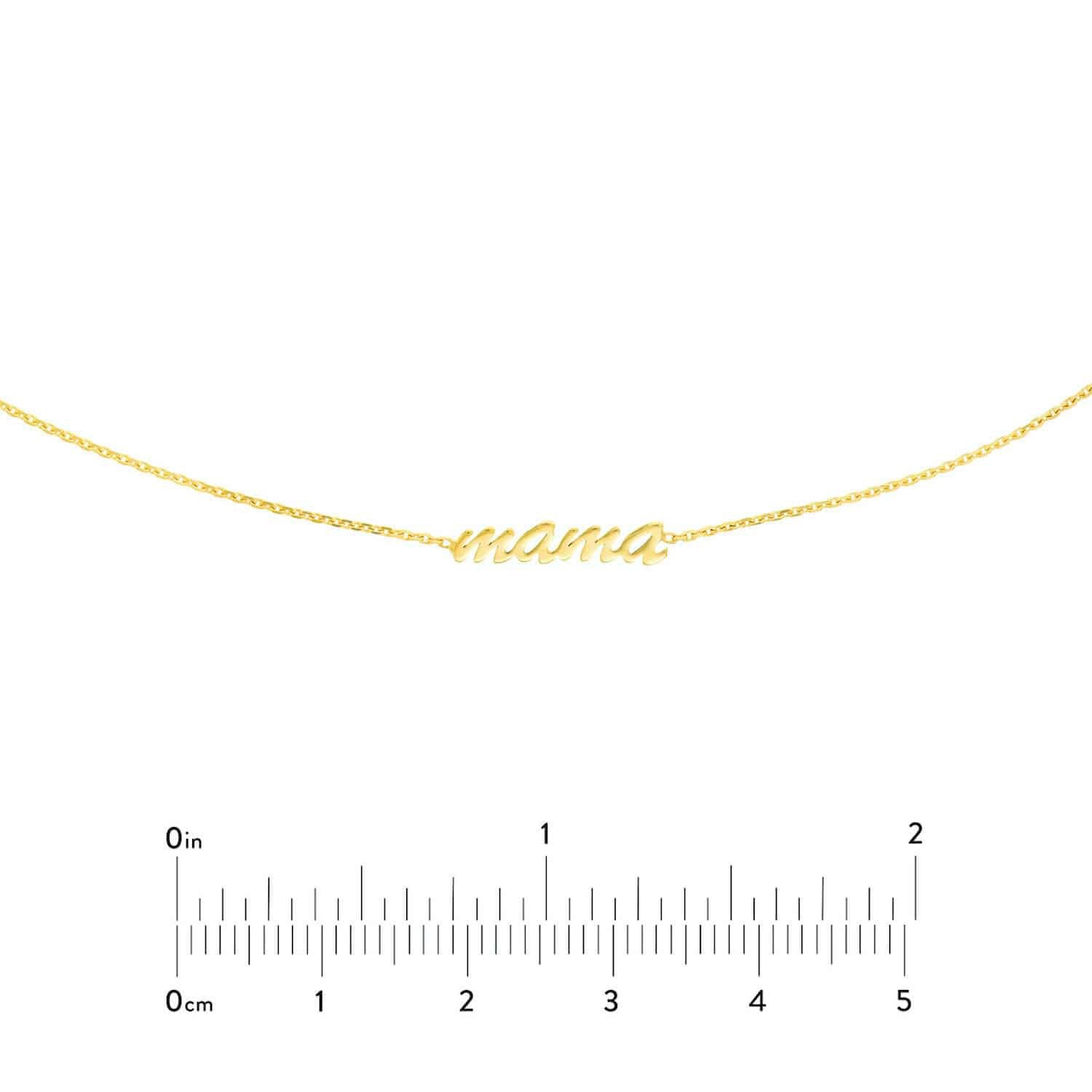 14K Gold Script Mama Choker Chain Necklace 15″-17″ Adjustable