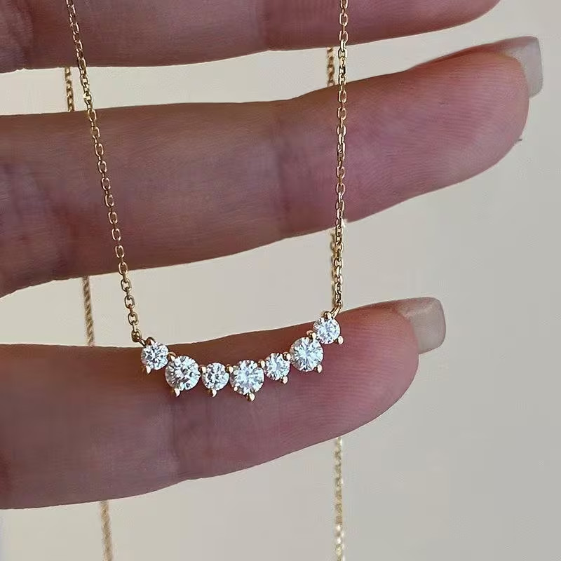 1.00Ct Round Cut Lab Created Diamond Women’s Bar Necklace 14K Yellow Gold Plated