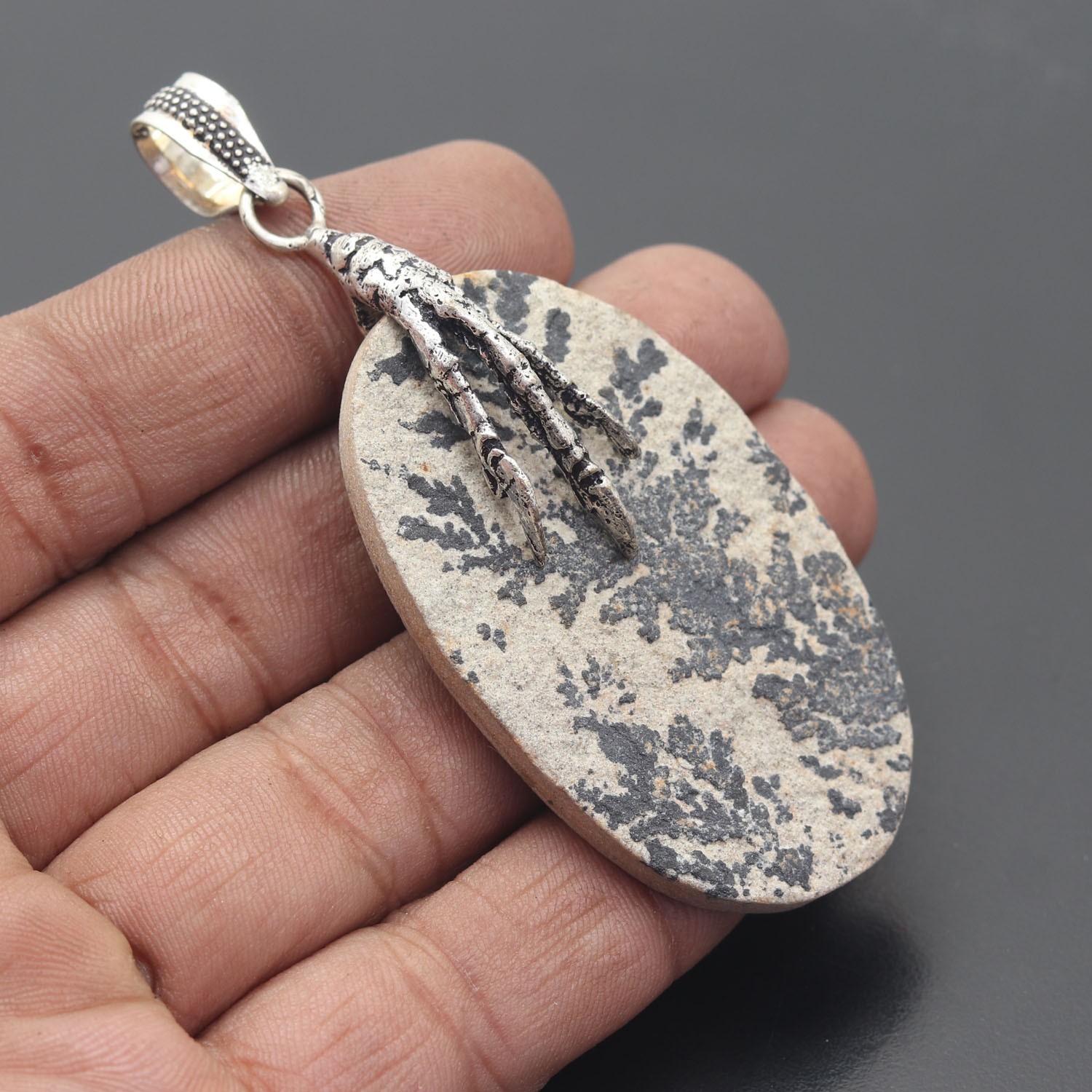German Dendrite Gemstone 925 Sterling Silver Handmade Pendant Jewelry Gift For