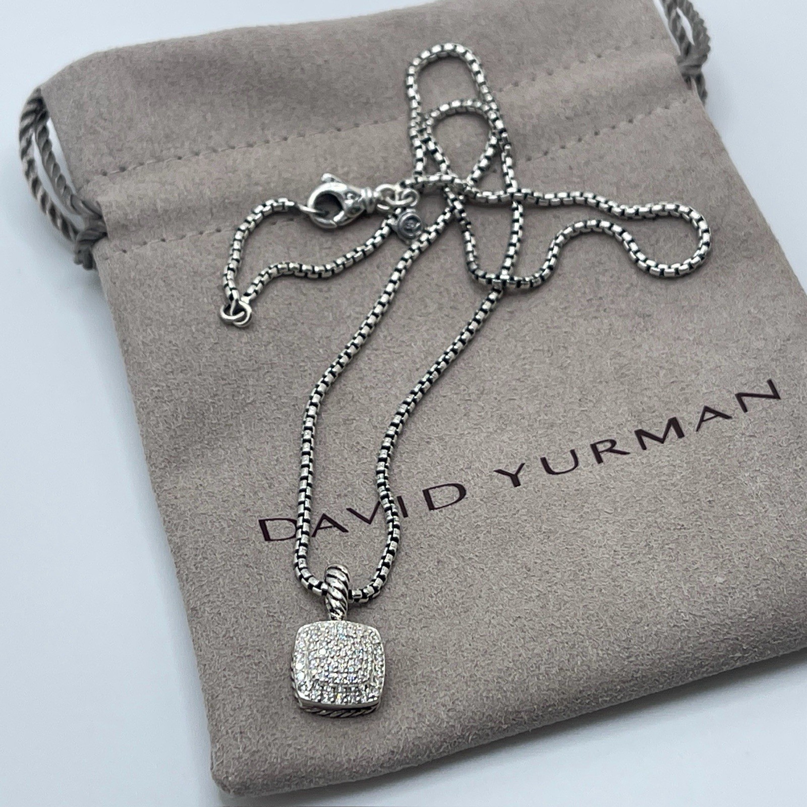 David Yurman Petite Albion Pendant Necklace with Pave Diamonds 16 – 17″