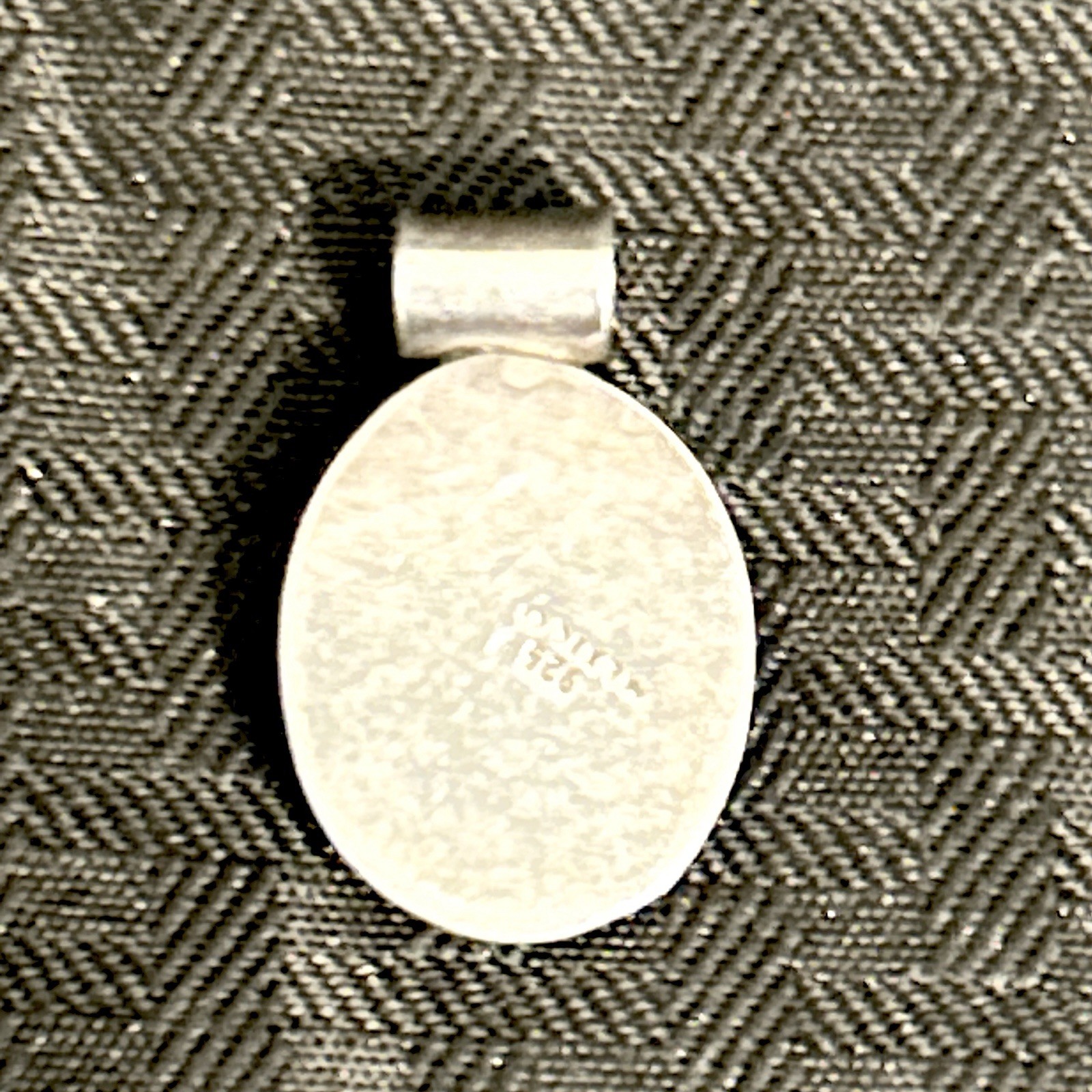VTG Green Malachite and Sterling Silver Oval Pendant