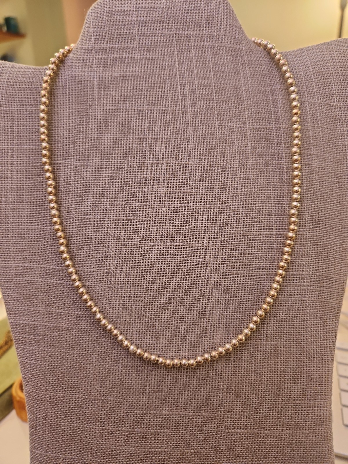 Sterling Silver 925 Beads Necklace 18″ With 2″ Extender