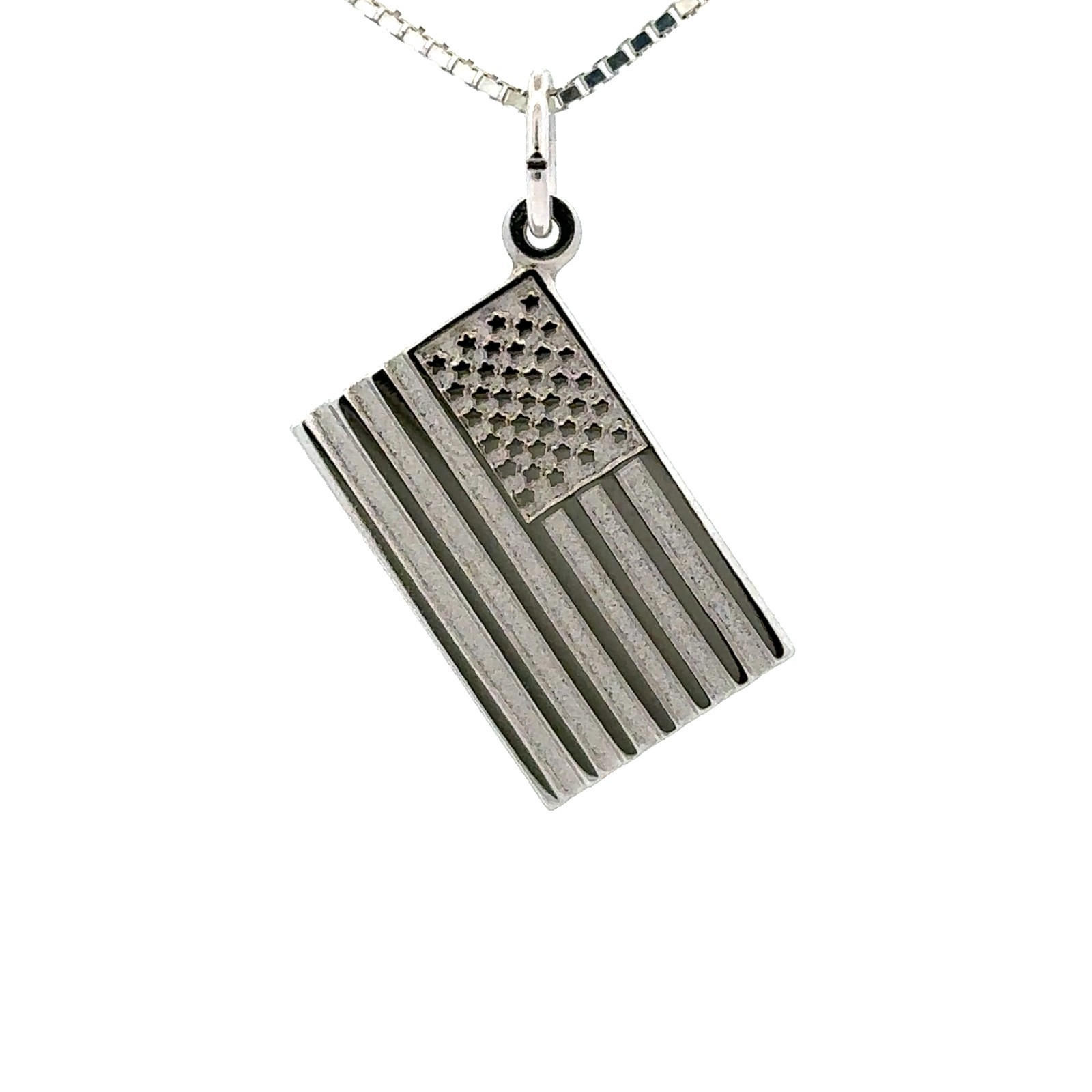 Sterling Silver United States Flag Pendant/Charm (1/2 x 3/4 Inch)