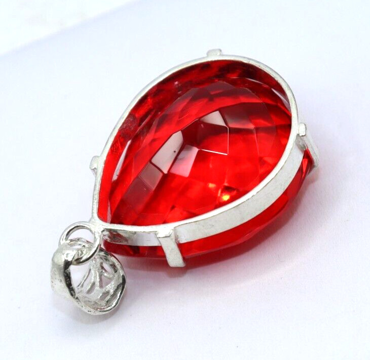 112 Ct Natural Red Topaz 925 Solid Sterling Silver Pendant A+ Gemstone + Gift
