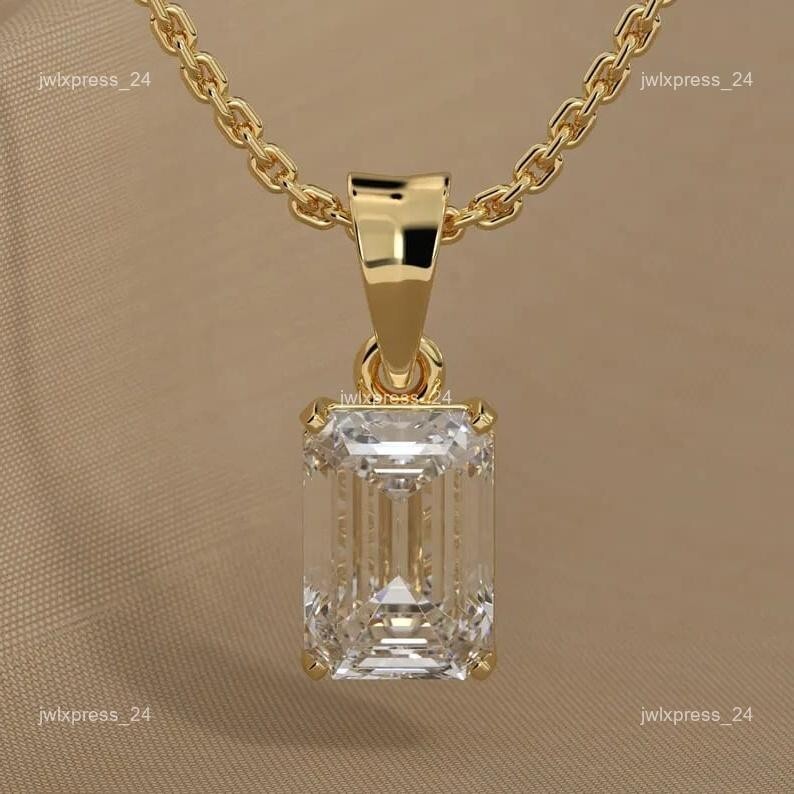 April Lab Grown Diamond 14K Solid Gold Prong Christmas Courageous Lady Pendant