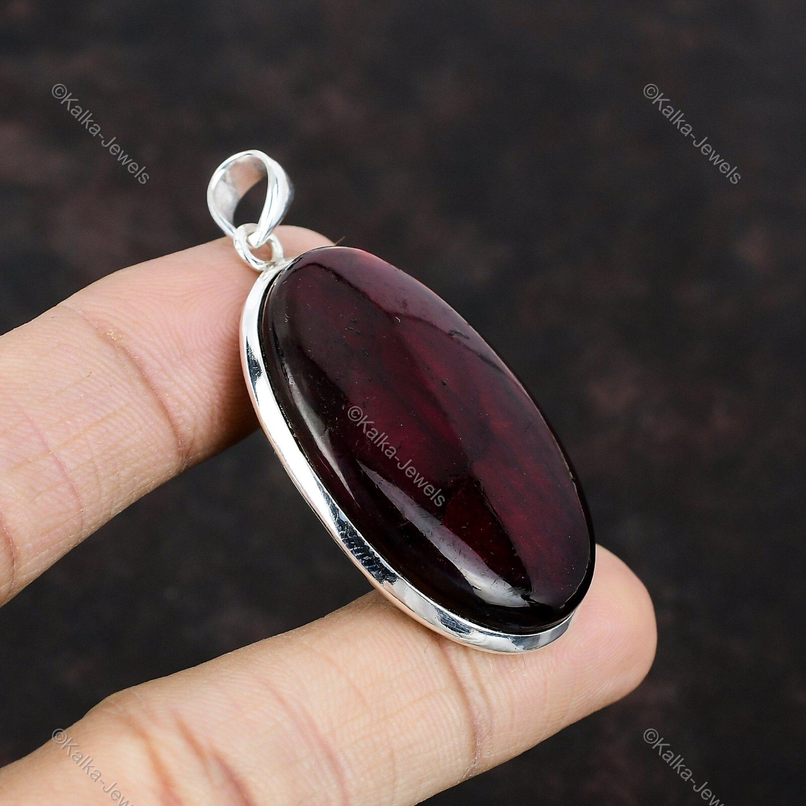 Anniversary Gift For Her Natural Red Fire Labradorite Pendant 925 Silver