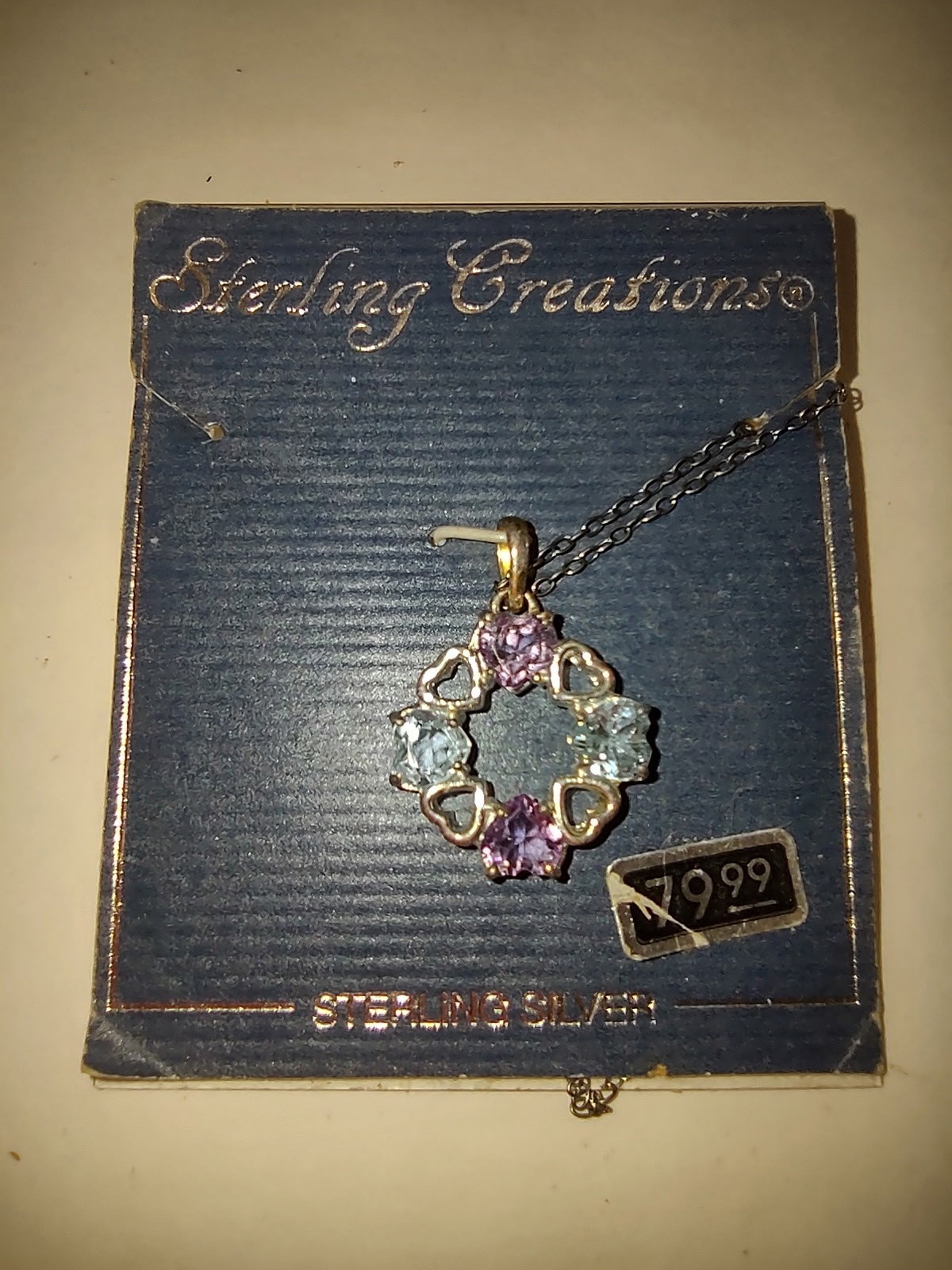 Sterling Creations 925 Sterling Silver Heart Charm Necklace Gift New Vintage
