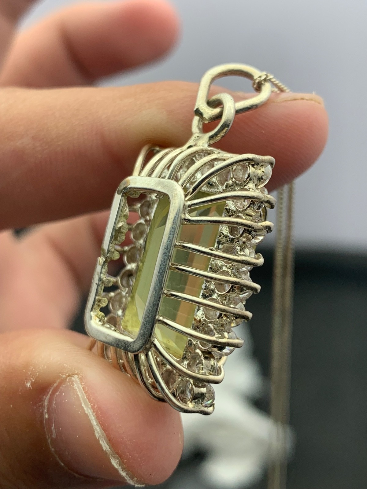 11 Grams Beautiful silver Necklace With Lamen Quartz And Mozonite From Pakistan”