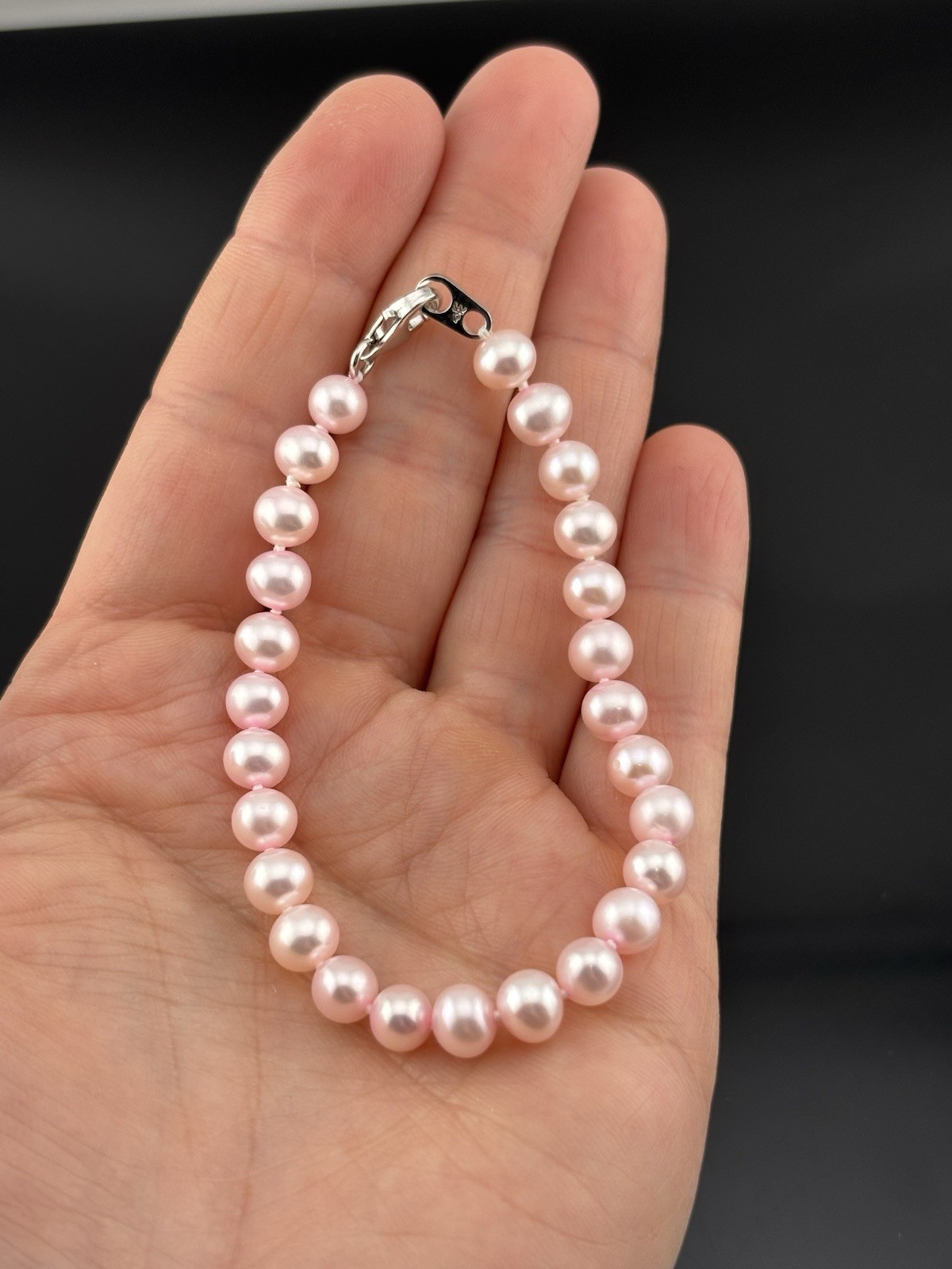 Danbury Mint Sterling Silver Pink Pearl Necklace Bracelet & Stud Dangle Earrings