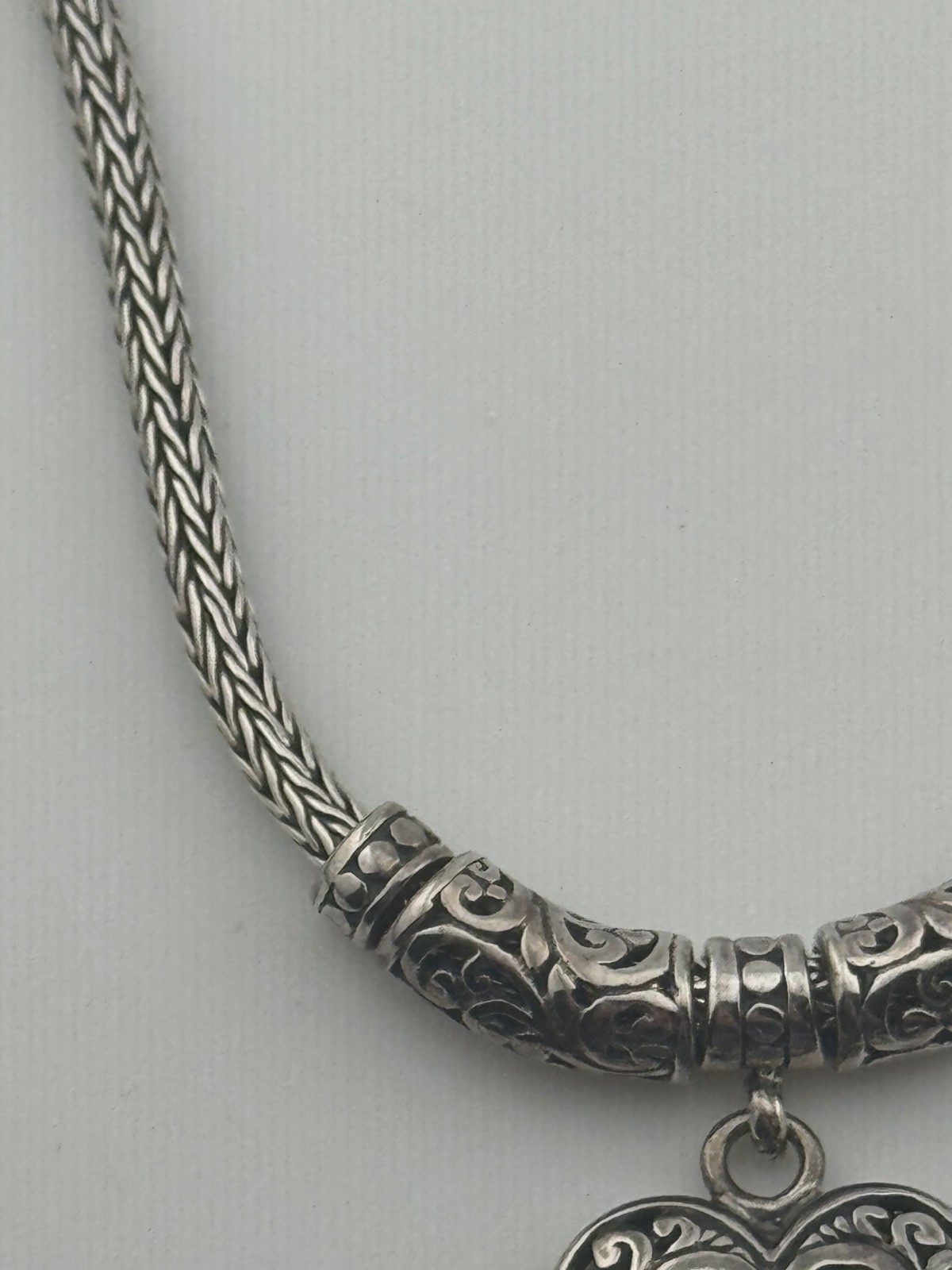 Sterling Silver Heart Necklace Toggle Clasp Signed ATI ID