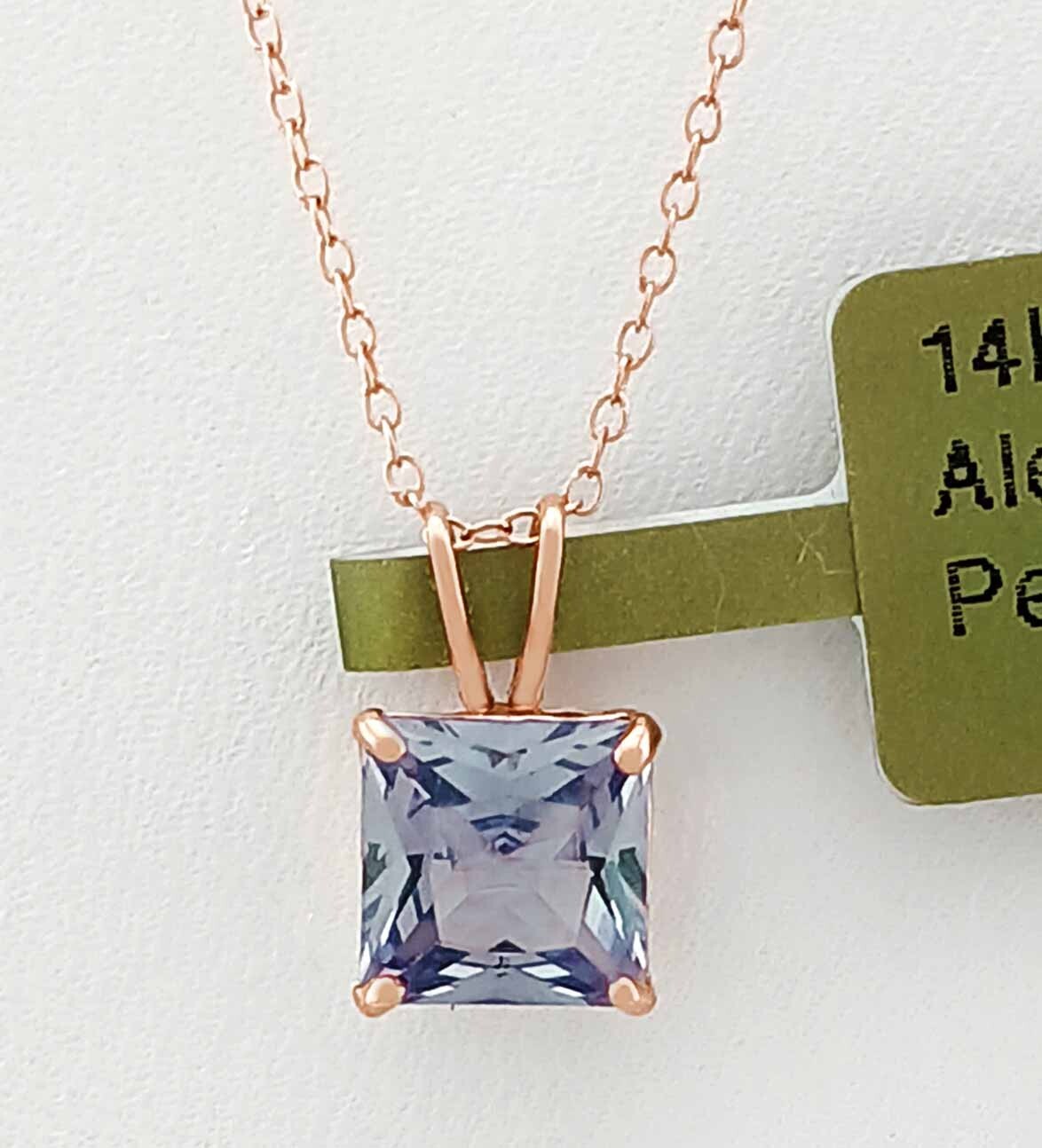 LAB CREATED 1.05 Cts ALEXANDRITE PENDANT 14K ROSE GOLD – New With Tag