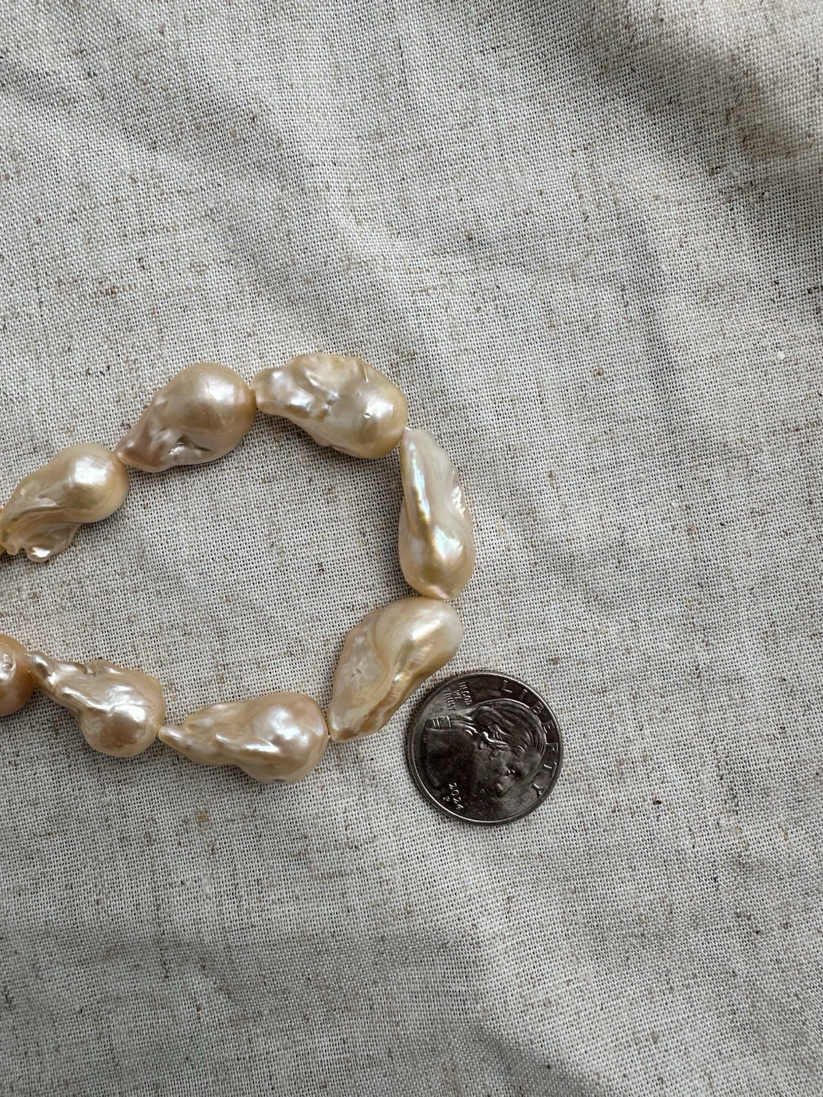 Genuine Natural Pink Freshwater Baroque Pearl Necklace 17-18.5” Gift Box New