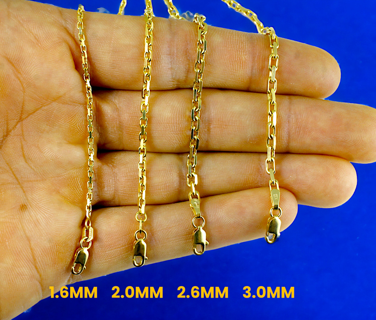 14K Yellow Gold SOLID Rolo Cable Necklace Bracelet Chain 1.5mm-7.5mm 7″-30″
