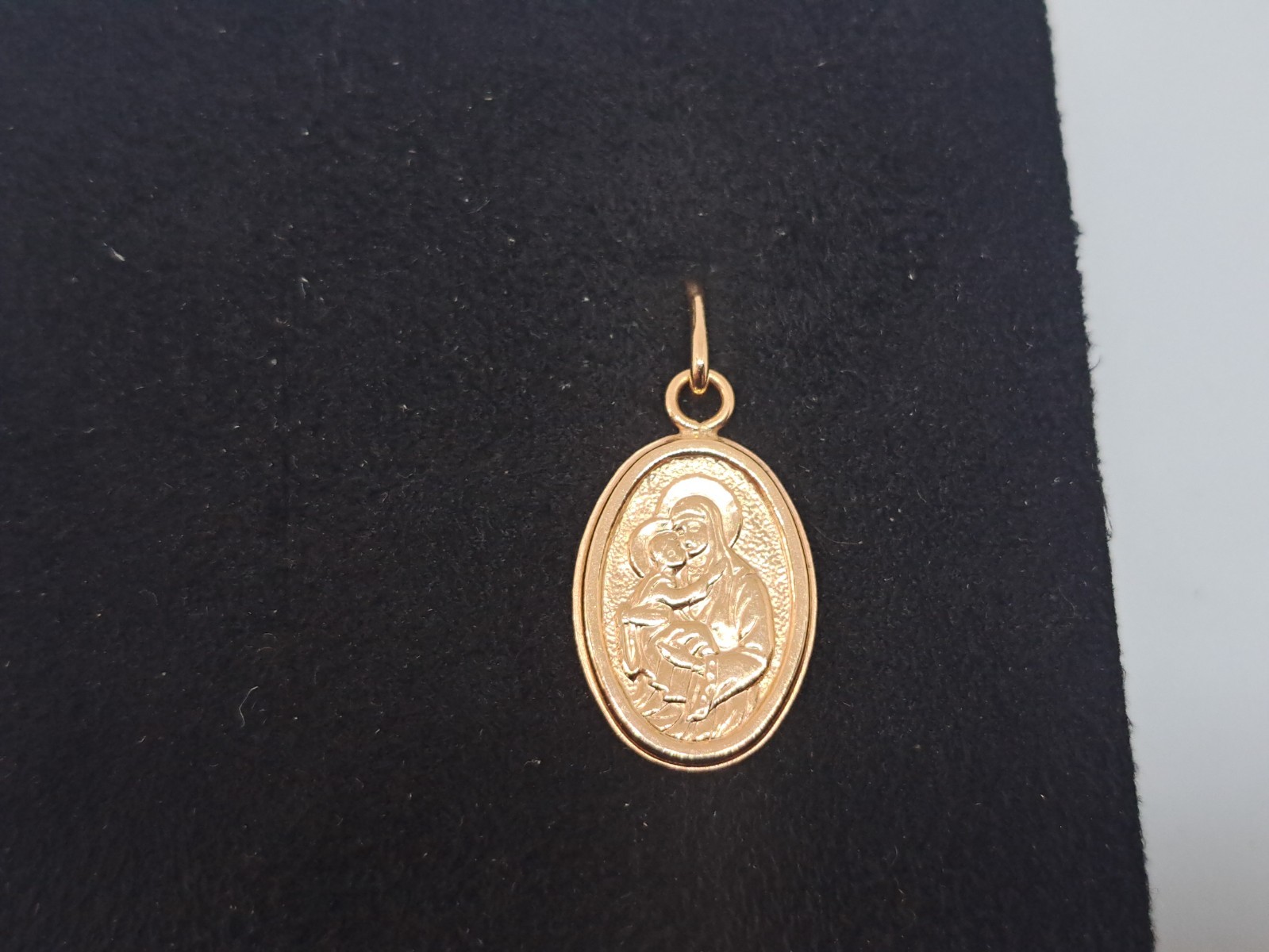 Golden Amulet Icon Mother of God of Vladimir 585 Gold Ukraine ZKYU 1.09 grams