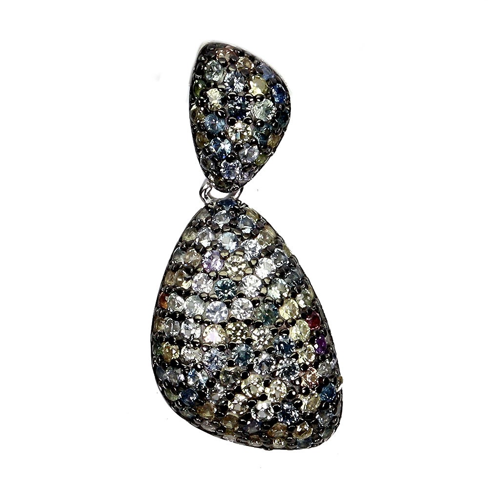 925 Sterling Silver Pendant Sapphire Round Diamond Cut Natural Gemstone Jewelry