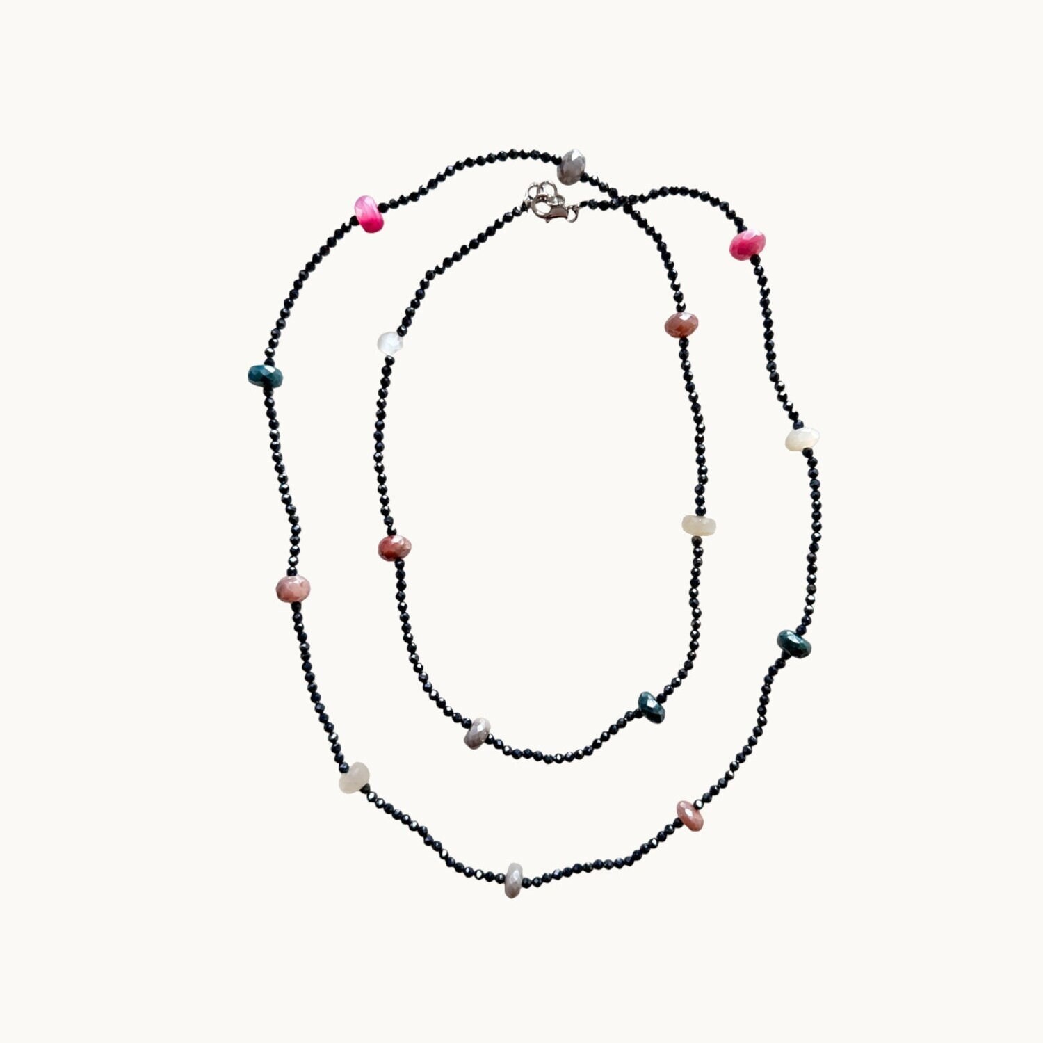 Womens Multicolor Moonstone, 925 Sterling Silver Beaded Necklace, 36in, New