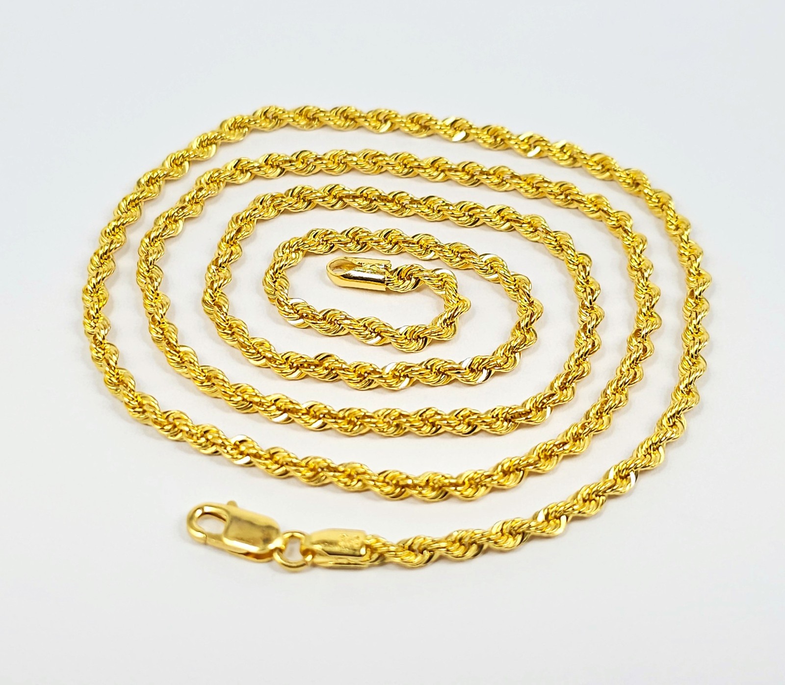 22K Gold Rope Chain Necklace 21.75 inch 2.8 mm Hollow Genuine Hallmarked 916
