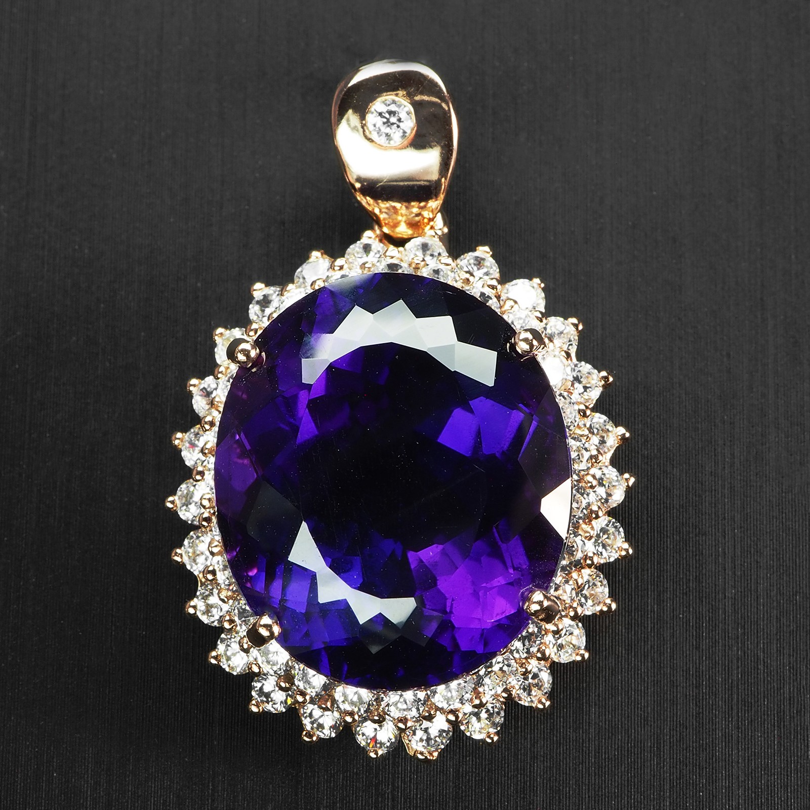 Exquisite Rich Purple Amethyst 21.75Ct 925 Sterling Silver Rose Gold Pendants