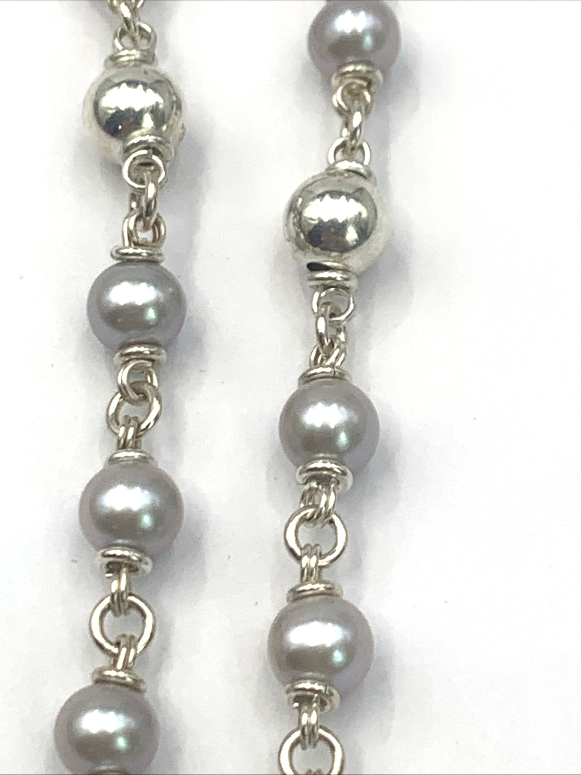 Michael Dawkins Sterling Silver and Gray Pearl Necklace 18″