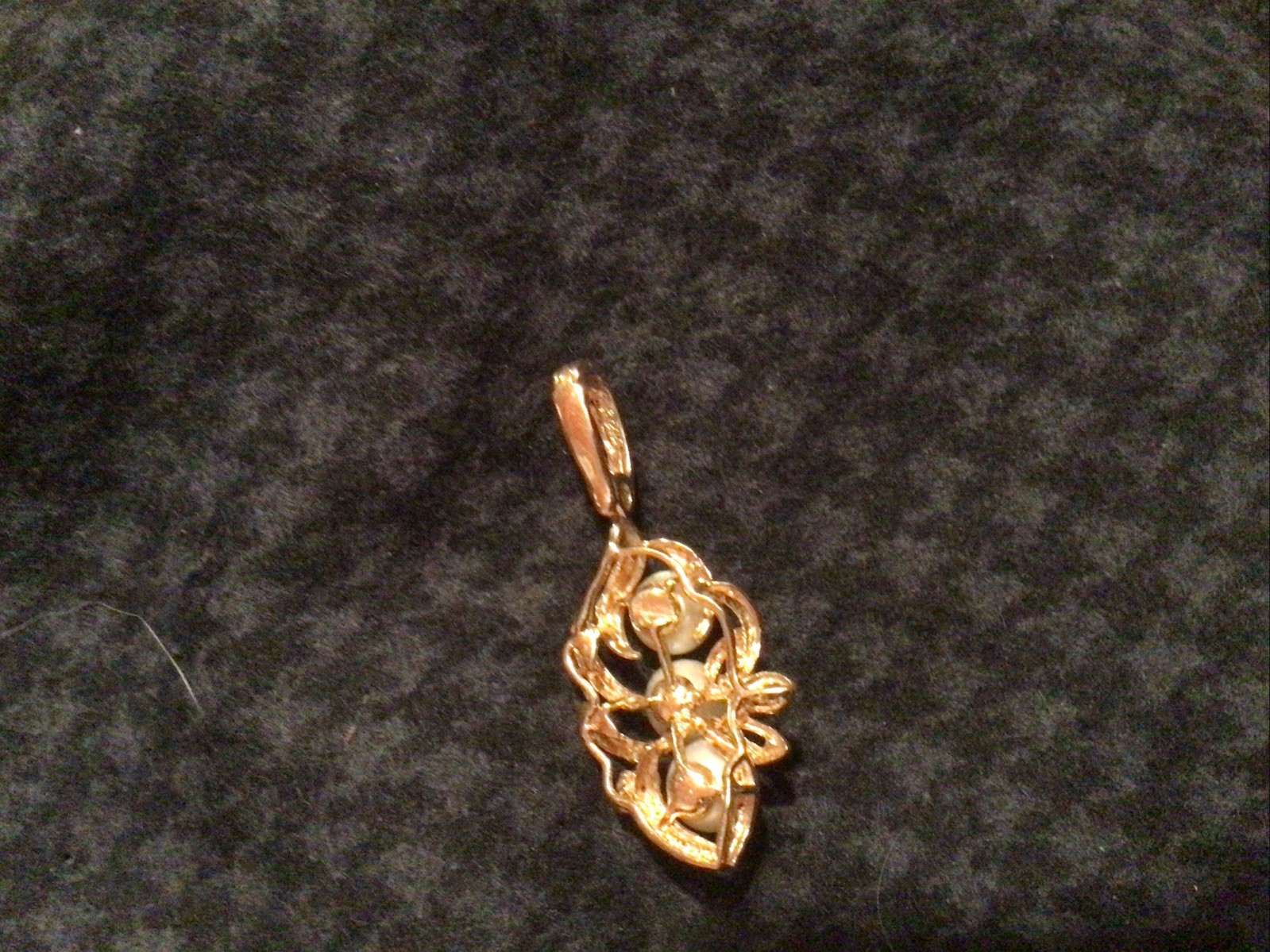 14k Gold Pearl Diamond Charm Pendent Enhancer Pearls Heavy 3.4 Grams