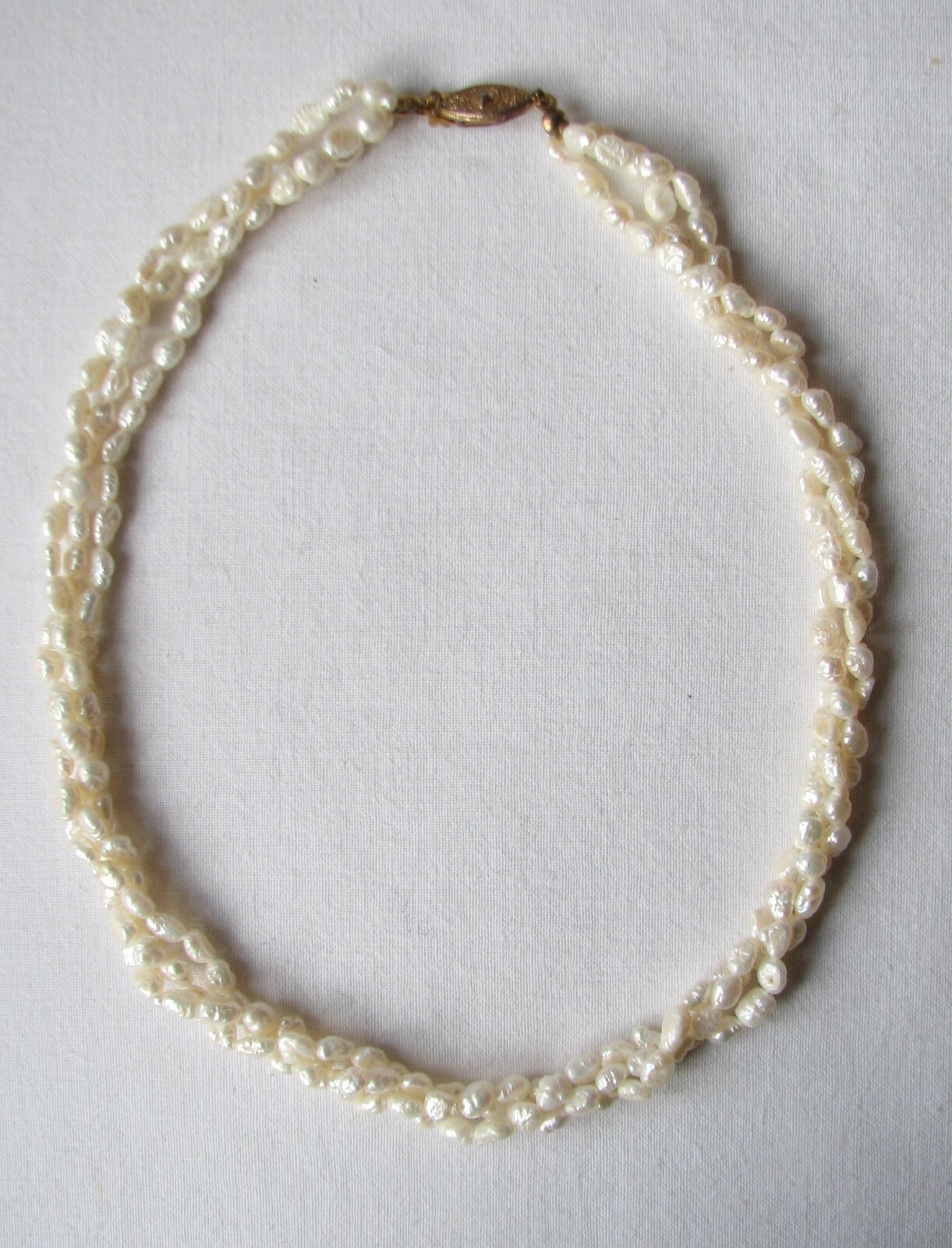 3 Strand String Small Baroque Pearls Necklace