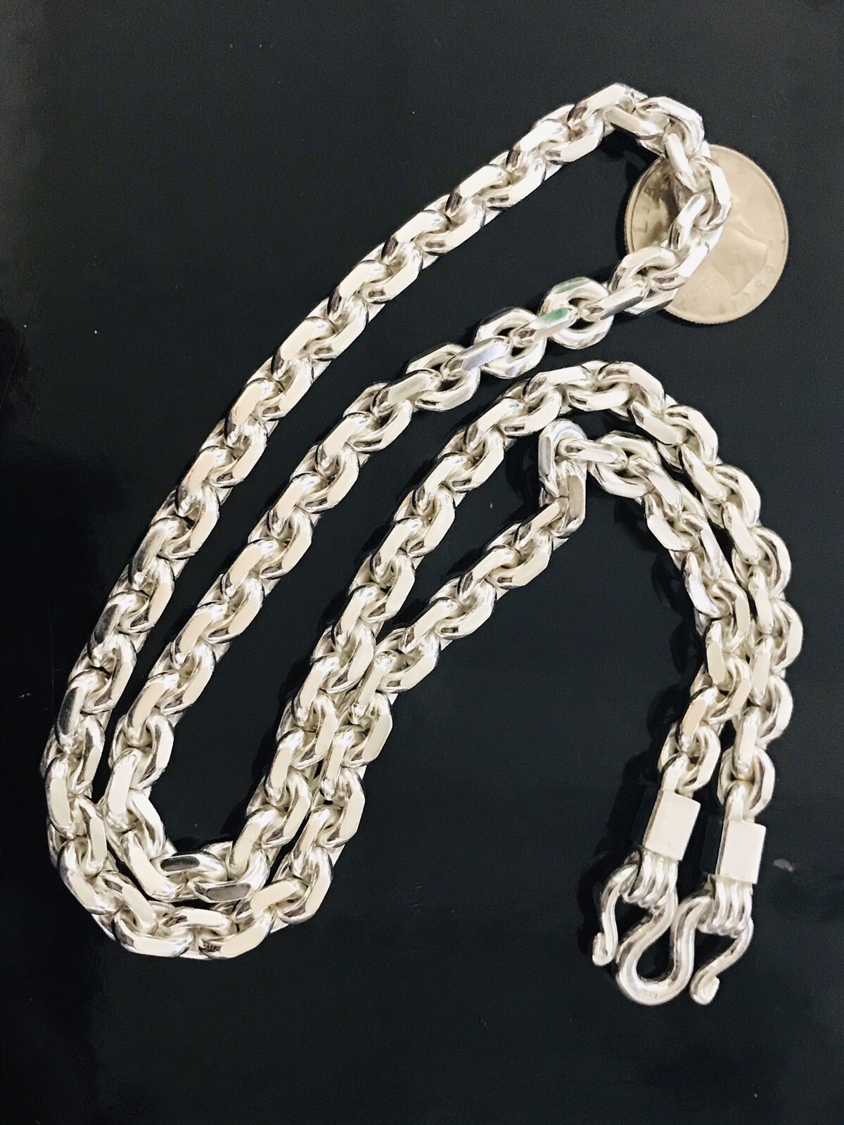 999 FINE silver Handmade anchor link Chain Necklace Approx 137.50 Grams 22 inch