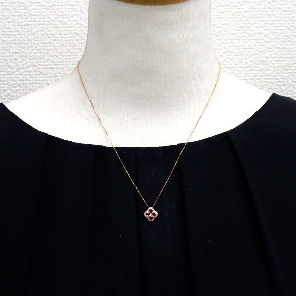 K18PG Ruby Diamond Pendant Necklace 0.38ct D0.17ct – Auth free shipping from Jap