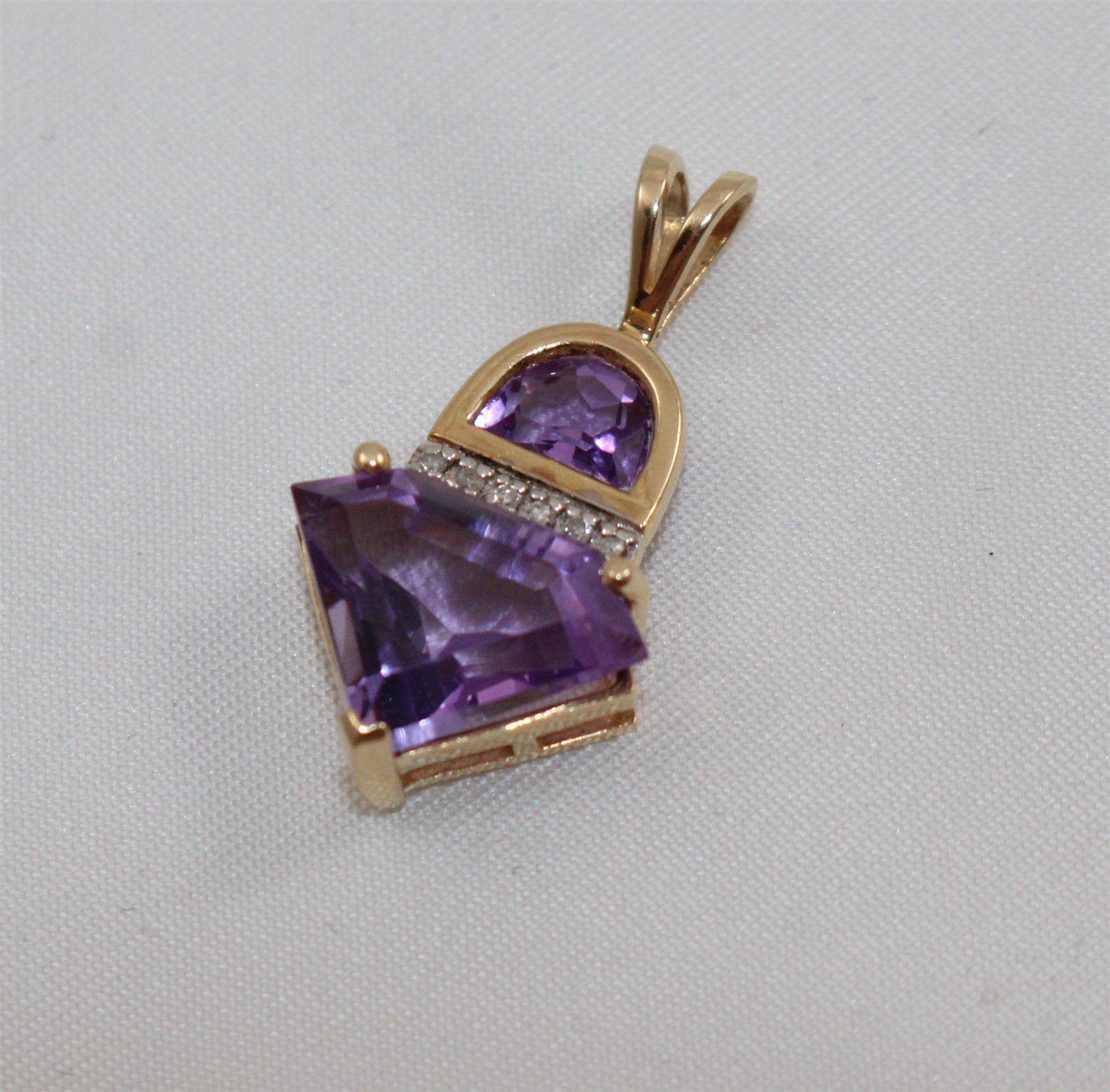 14K Yellow Gold ZRW Amethyst & Diamond Pendant