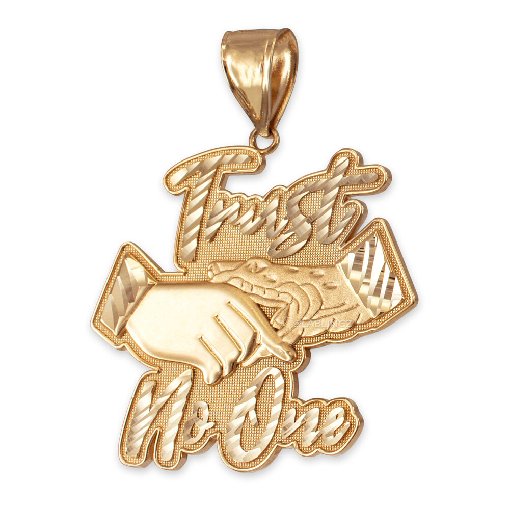 Gold TRUST NO ONE Hip-Hop Pendant