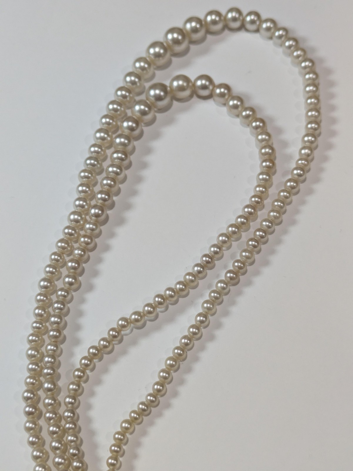 VTG Sterling Silver 925 White Pearl Beaded Necklace 16in Triple Strand Box Clasp