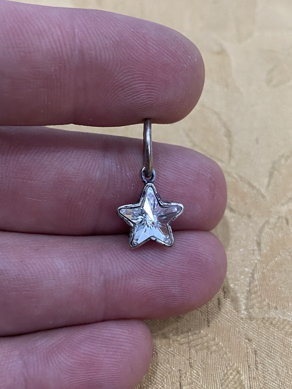 Grace & Heart Sterling Silver 925 Designer Signed Clear Stone Star Charm