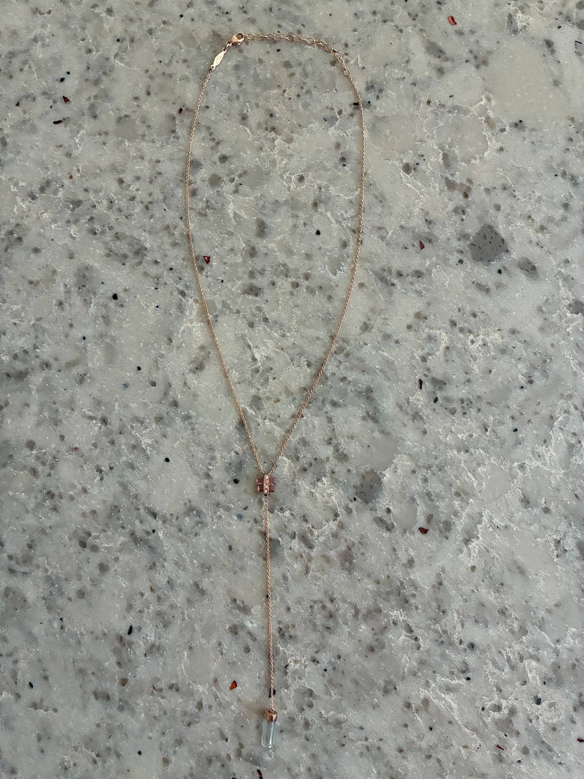 Jacquie Aiche 14k Rose Gold Tourmaline and Aquamarine Y Necklace Lariat