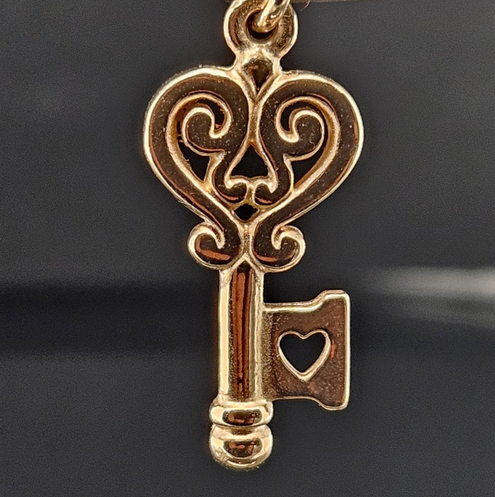14K Gold JAMES AVERY KEY TO MY HEART Charm Pendant Love 585 Uncut Ring