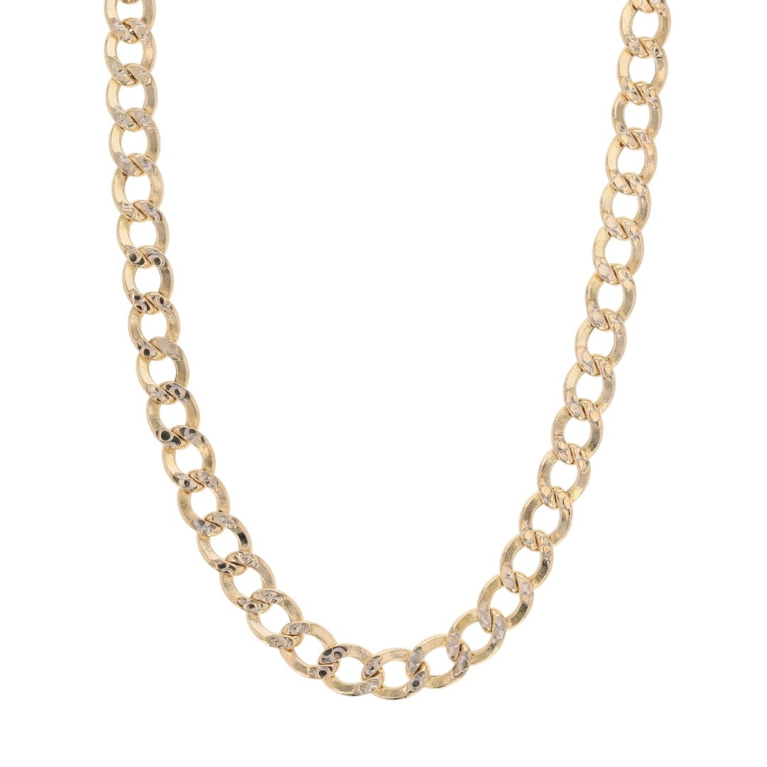 5.2mm Diamond-Cut Curb Link Chain 26″ Necklace 14k Multi-Tone Gold 12.69 Grams