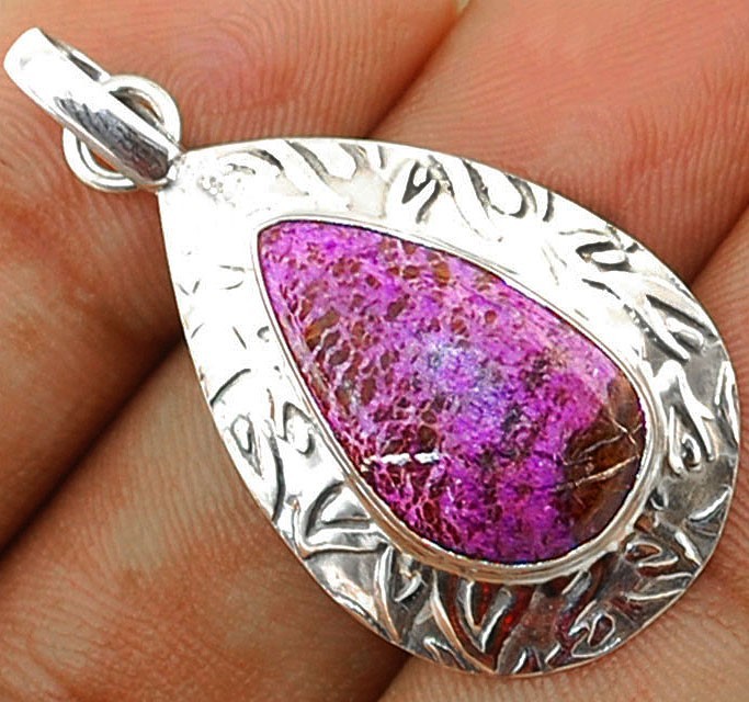 Natural Variscite In Purpurite South Africa 925 Sterling Silver Pendant