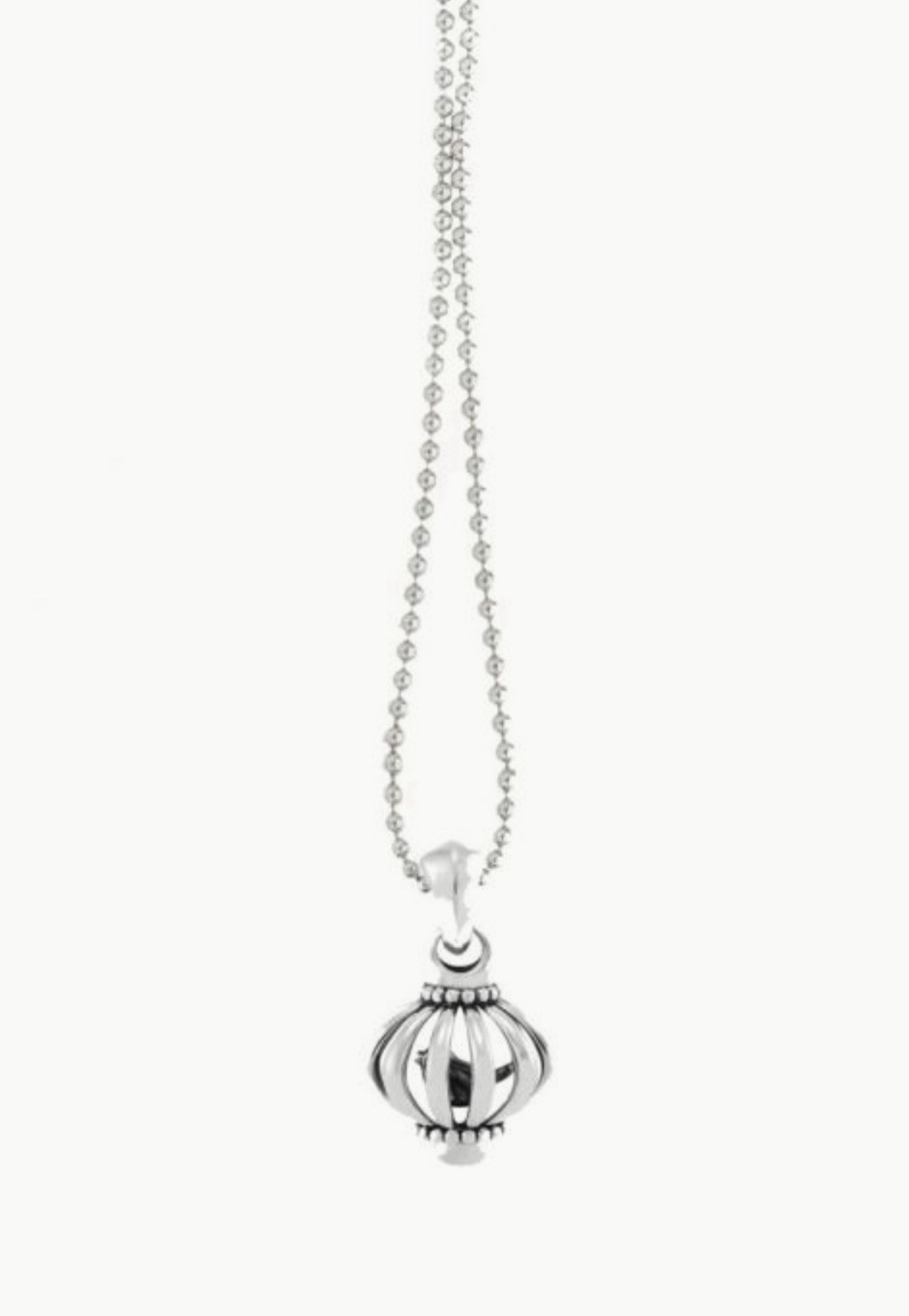 LAGOS 925 Sterling Silver Birdcage Pendant Ball 34″ Beaded Necklace w/ Gift Box