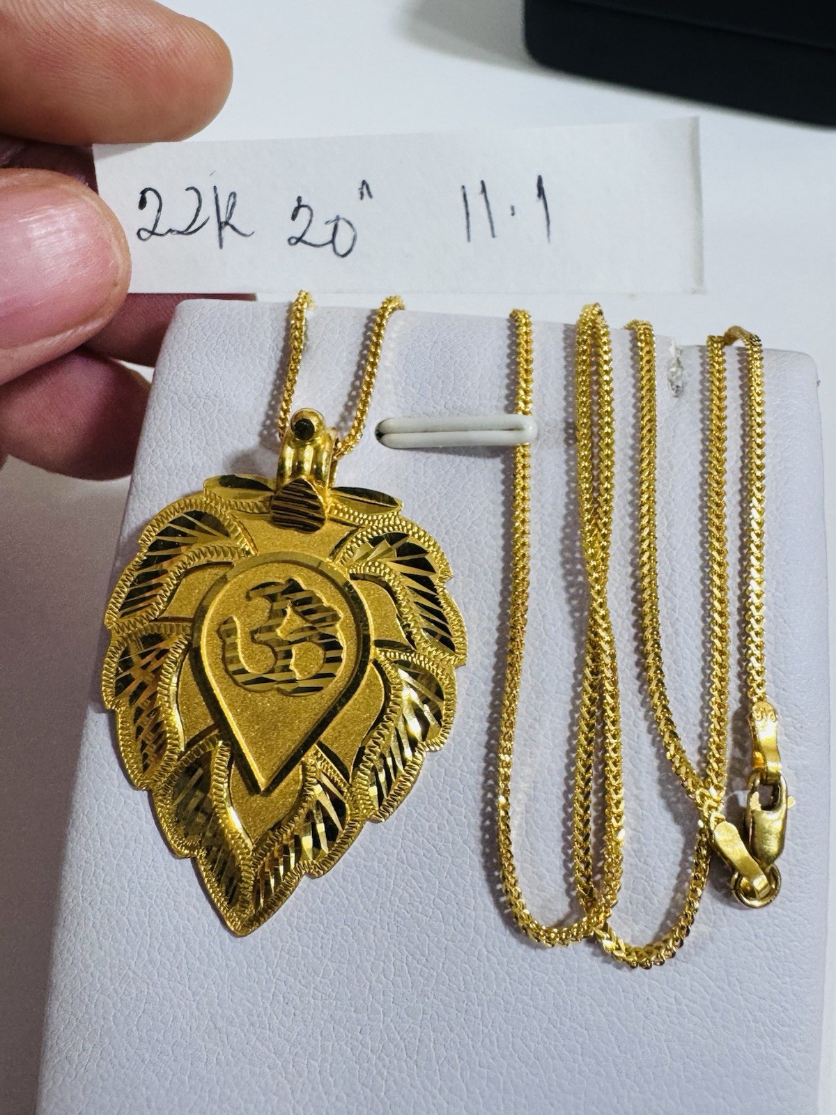 22K 916 22C Real Genuine Gold 20” inch Heart Sikh Necklace 11.1g 1.5mm